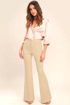Jealous Tomato Labor Of Love Beige Flare Pants