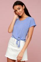 All Day Periwinkle Blue Tie-front Tee | Lulus