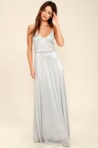 Lulus | Friend Of The Glam Silver Maxi Dress | Size X-large | 100% Polyester