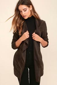 Lush Found A Love Charcoal Grey Suede Jacket