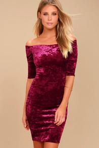 Lulus Wrapped Up In You Burgundy Velvet Off-the-shoulder Dress