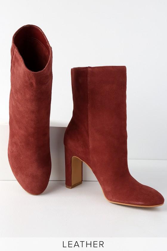 Dolce Vita Chase Cinnamon Red Suede Leather Mid-calf Booties | Lulus