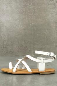 Bamboo Kaya White Ankle Strap Sandals