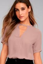 Lulus | Simply Sophisticated Mauve Top | Size Large | Purple | 100% Polyester