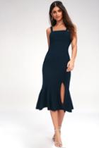 Finders Keepers Tribute Navy Blue Midi Dress | Lulus