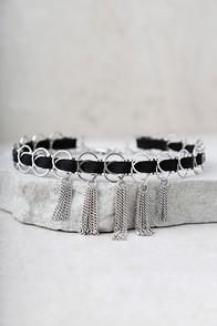 Lulus No-nonsense Black And Silver Choker Necklace