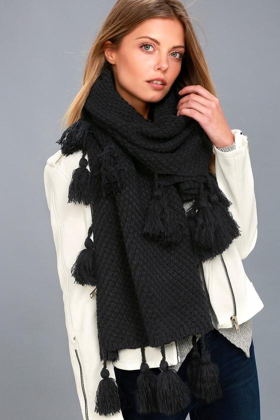 Lulus | Northern Hemisphere Black Knit Scarf | 100% Polyester