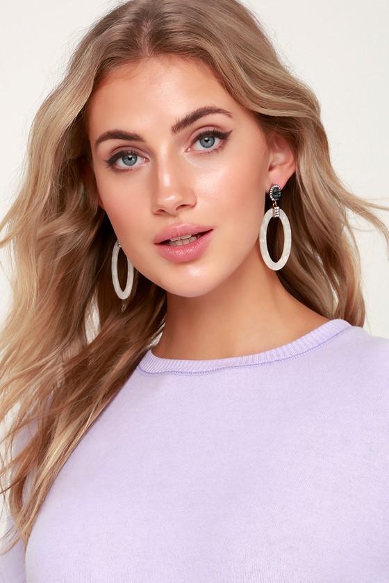 Just Like Love Ivory Marbled Rhinestone Acetate Earrings | Lulus
