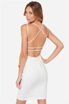 Lulus | Be-all Trend-all Backless Ivory Midi Dress | Size X-small | White | 100% Polyester