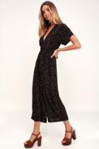 Faithfull The Brand Alena Black Floral Print Short Sleeve Culotte Jumpsuit | Lulus