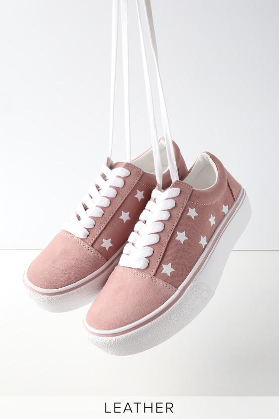Steve Madden Emile Pink Suede Leather Star Print Sneakers | Lulus