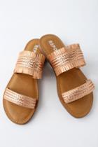 Report Oralia Rose Gold Slide Sandal Heels | Lulus