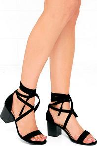 Bamboo This Moment Black Suede Lace-up Heels
