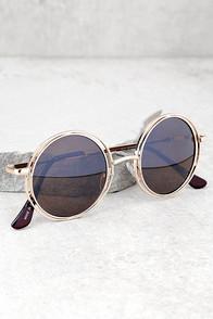 Lulus Saturn Gold Round Sunglasses