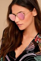 Yhf Los Angeles | Stephanie Gold And Pink Mirrored Sunglasses | Lulus