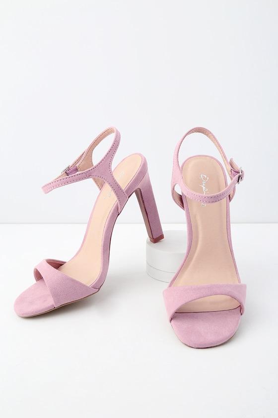 Qupid Sardinia Ash Lilac Suede Dress Sandal Heels | Lulus