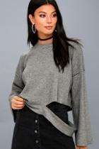Rd Style Choreography Heather Grey Cutout Cropped Sweater