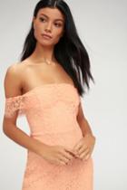 Romantic Heart Blush Pink Lace Off-the-shoulder Maxi Dress | Lulus