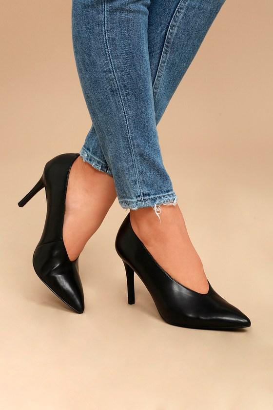 Steven By Steve Madden | Aiken Black Leather Pointed Pumps | Size 7.5 | Lulus