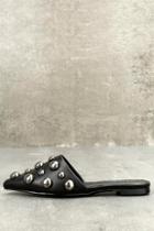 Qupid Louisa Black Studded Loafer Slides