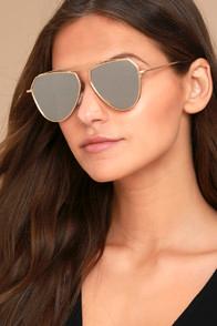 Yhf Los Angeles Chloe Matte Gold And Silver Mirrored Sunglasses