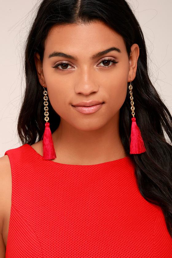 Vanessa Mooney | Isla Red Silk Tassel Earrings | Lulus