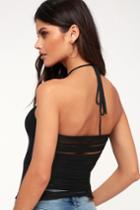 Pop Style Black Strappy Back Halter Top | Lulus