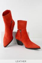 Matisse Good Company Red Genuine Suede Leather Pointed Toe Mid-calf Booties | Lulus