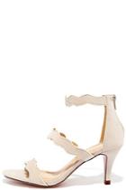 Chase & Chloe Rise Up Nude Suede Kitten Heels