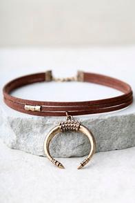 Lulus Rhythmic Gold And Brown Choker Necklace