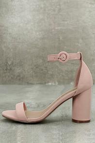 Breckelle's Elettra Blush Nubuck Ankle Strap Heels
