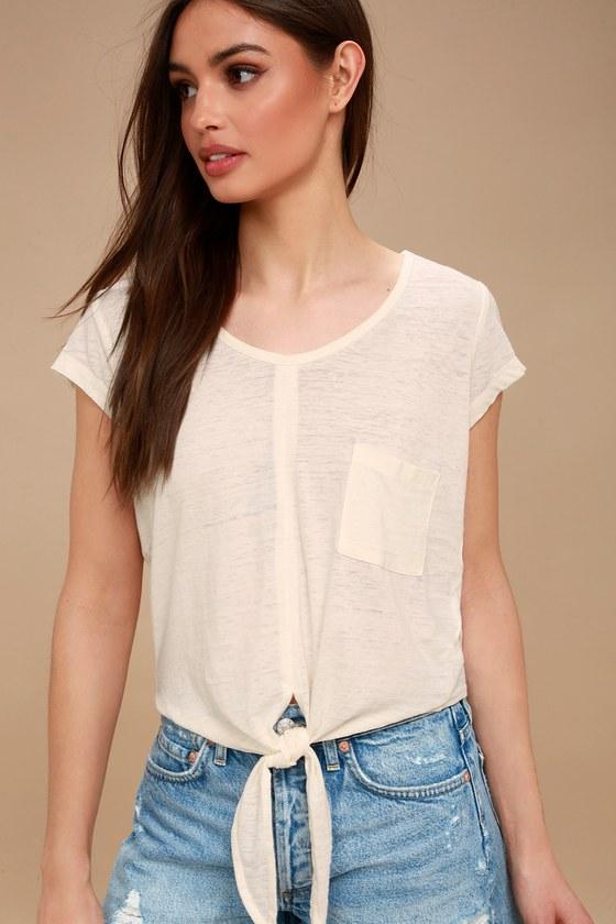 Jack By Bb Dakota Krasner Ivory Tie-front Tee | Lulus