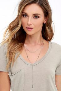 Lulu*s Hold The Reins Silver Layered Drop Necklace