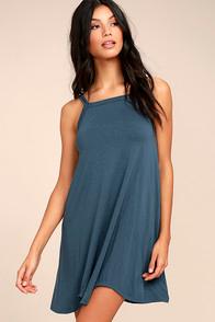 Rvca Thievery Denim Blue Dress