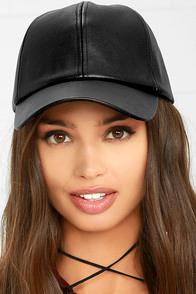 Lulus Perfect Weekend Black Vegan Leather Baseball Cap