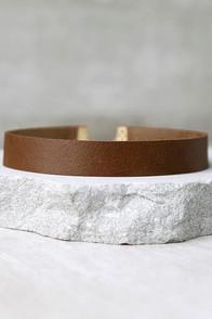 Vanessa Mooney Adeline Brown Leather Choker Necklace