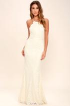 Lulus | Zenith Cream Lace Maxi Dress | Size X-small | White | 100% Polyester