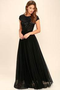 Glamazon L'amour Black Sequin Maxi Dress
