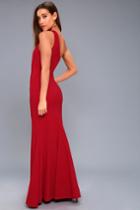 Brittany Wine Red One-shoulder Maxi Dress | Lulus