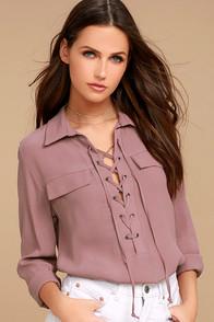 Lulus Once In A Lifetime Mauve Lace-up Top