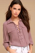 Lulus Once In A Lifetime Mauve Lace-up Top