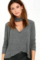 Lulus Soho Chic Dark Grey Long Sleeve Top