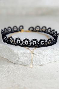 Lulus Fabulous Find Black And Gold Layered Choker Necklace