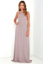 Lulus | Air Of Romance Taupe Maxi Dress | Size Large | Beige | 100% Polyester