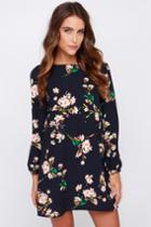 Herbaceous Babe Navy Floral Print Shift Dress | Lulus