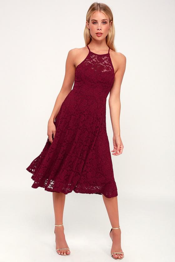 My Kingdom Burgundy Lace Midi Dress | Lulus
