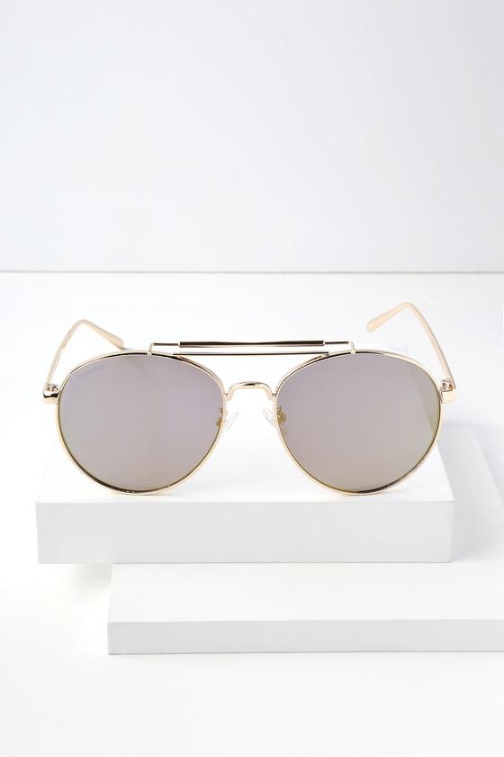 Perverse Mariana Gold Mirrored Aviator Sunglasses | Lulus
