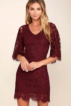 Lulus Here And Wow Burgundy Lace Dress