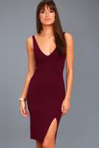 Lulus Iconic Moment Plum Purple Bodycon Midi Dress