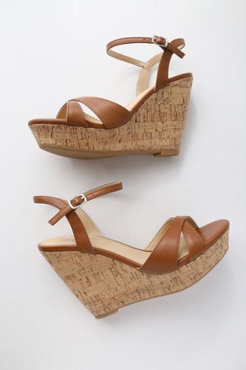 My Delicious Nixie Tan Wedge Sandal Heels | Lulus